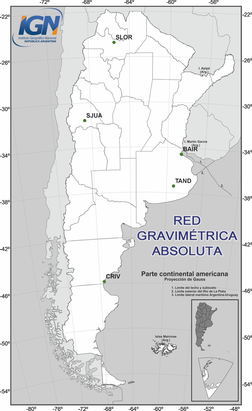 Mapa de la red gravimétrica absoluta