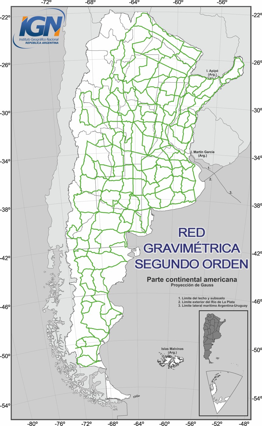 Mapa de lared gravimétrica de segundo orden