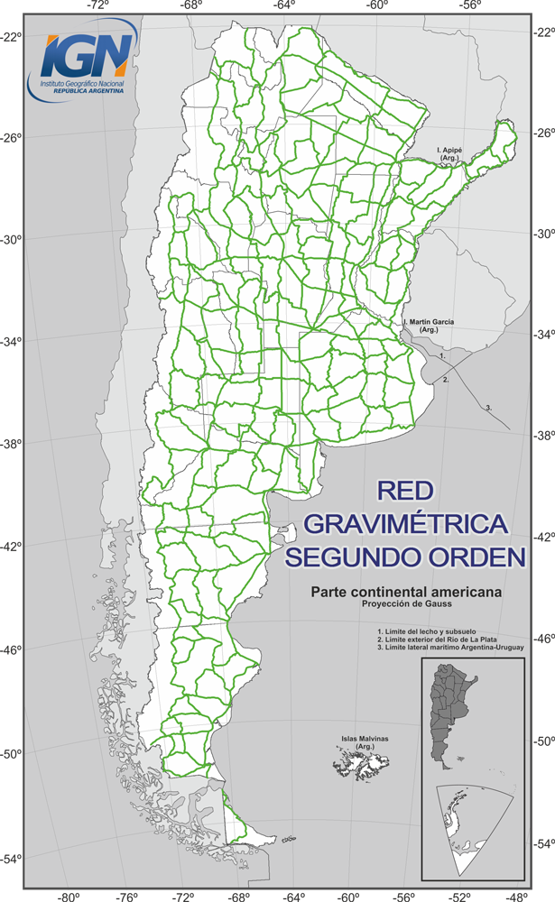 Mapa de lared gravimétrica de segundo orden