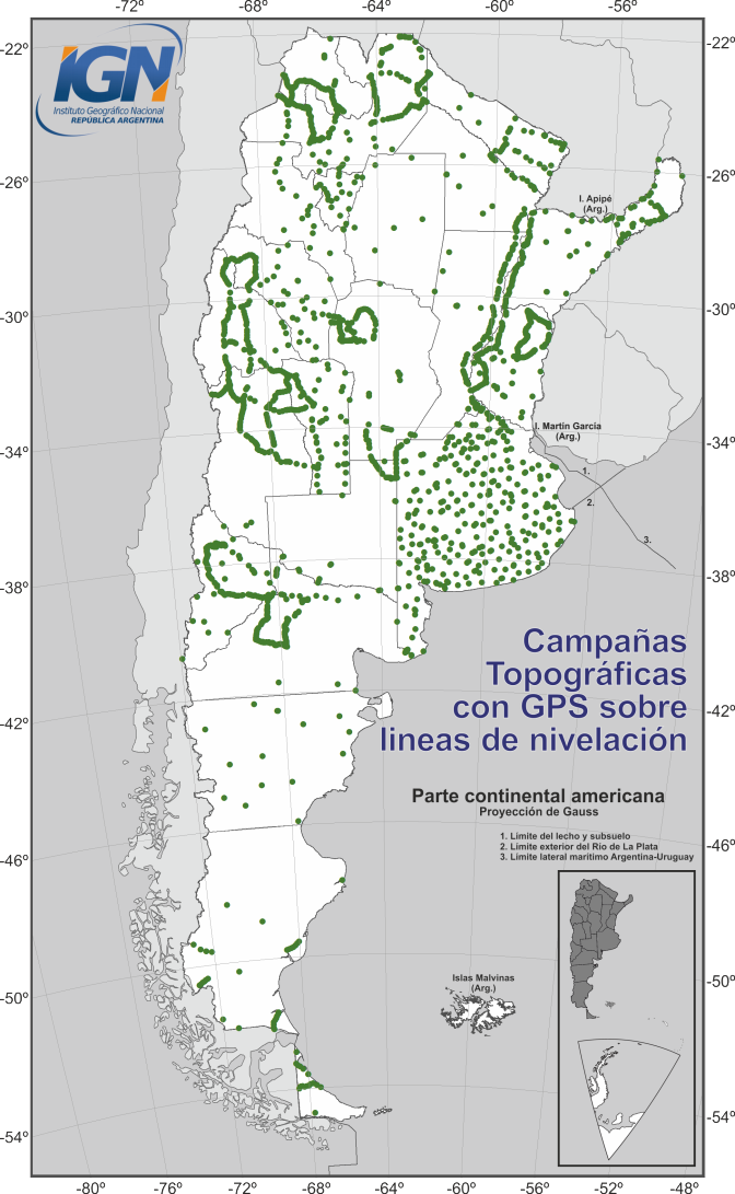 Figura 3: Puntos GPS-nivelación utilizados para determinar la precisión de GEOIDE-Ar 16