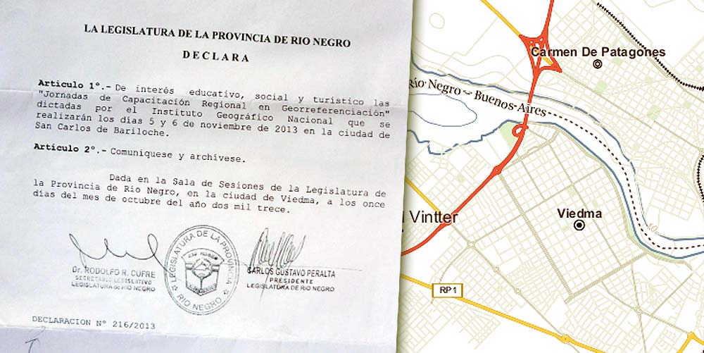 La Legislatura de la Provincia de Rio Negro declaro de interes educativo, social y turístico las Jornadas de Capacitación Regional en Georreferenciacion 
